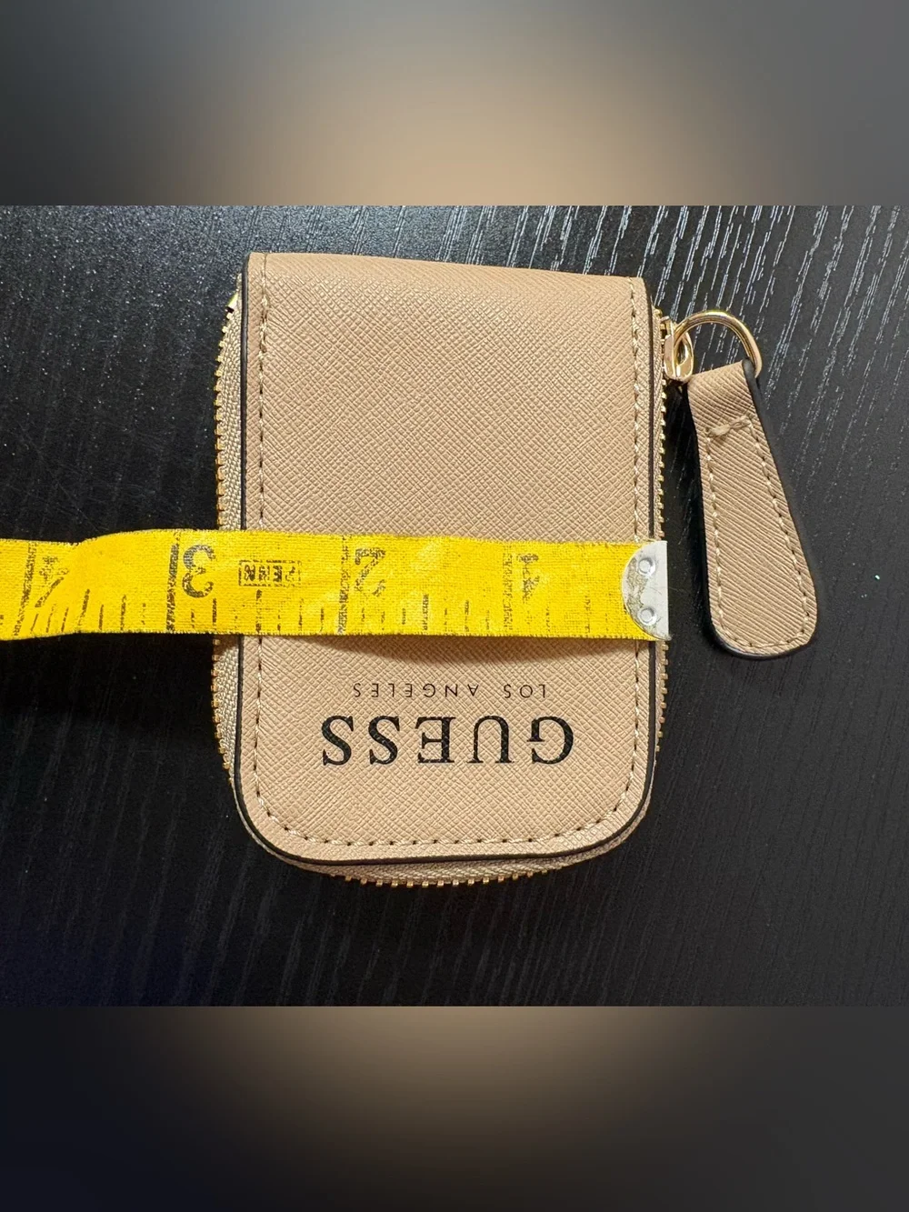 Guess Los Angeles Tan Zip Around Key Holder Coin Purse Wristlet